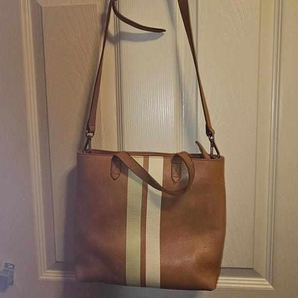Madewell The Zip-Top Transport Leather Crossbody Striped Edition - Picture 6 of 7